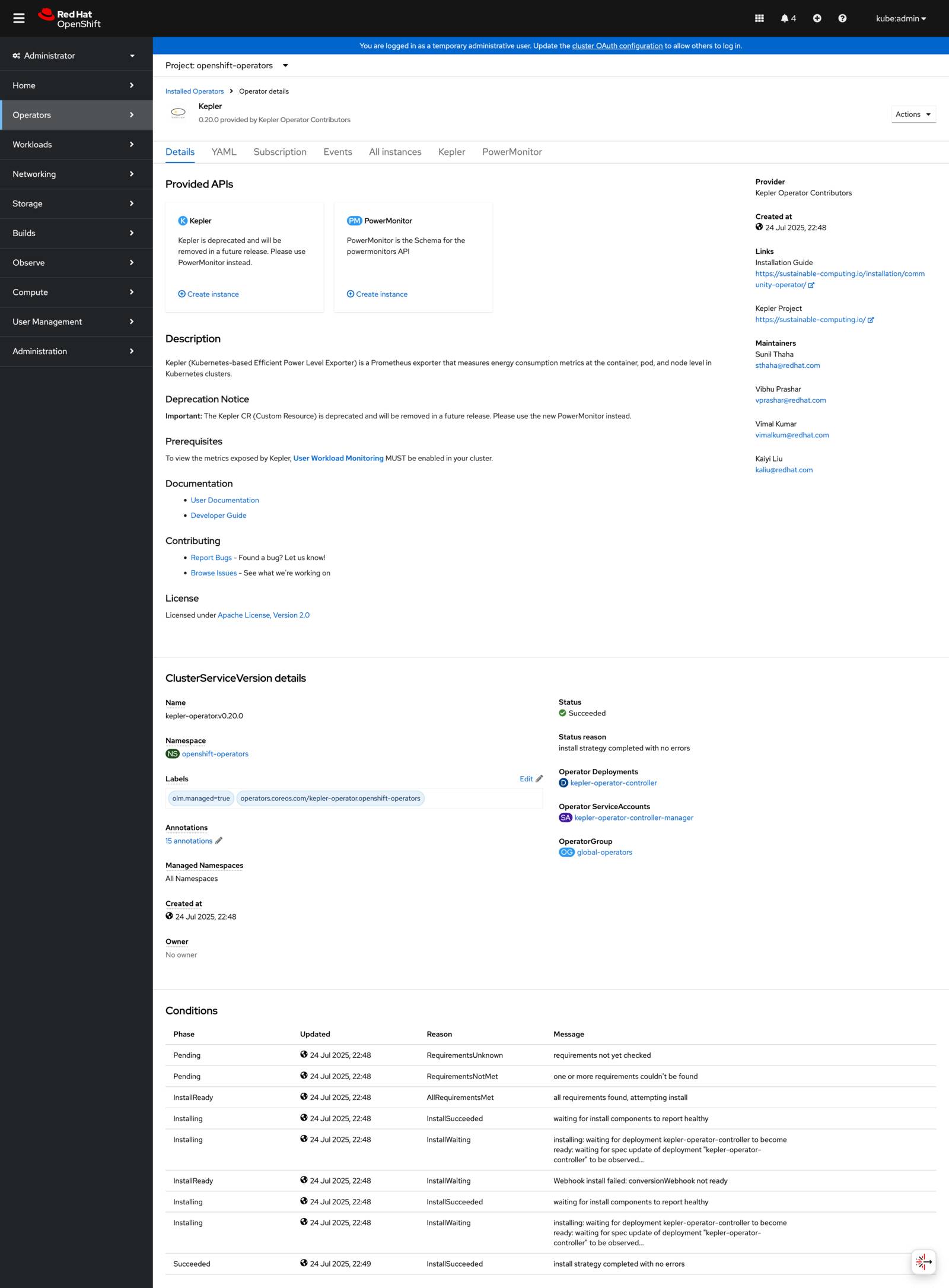 Operator Details Overview