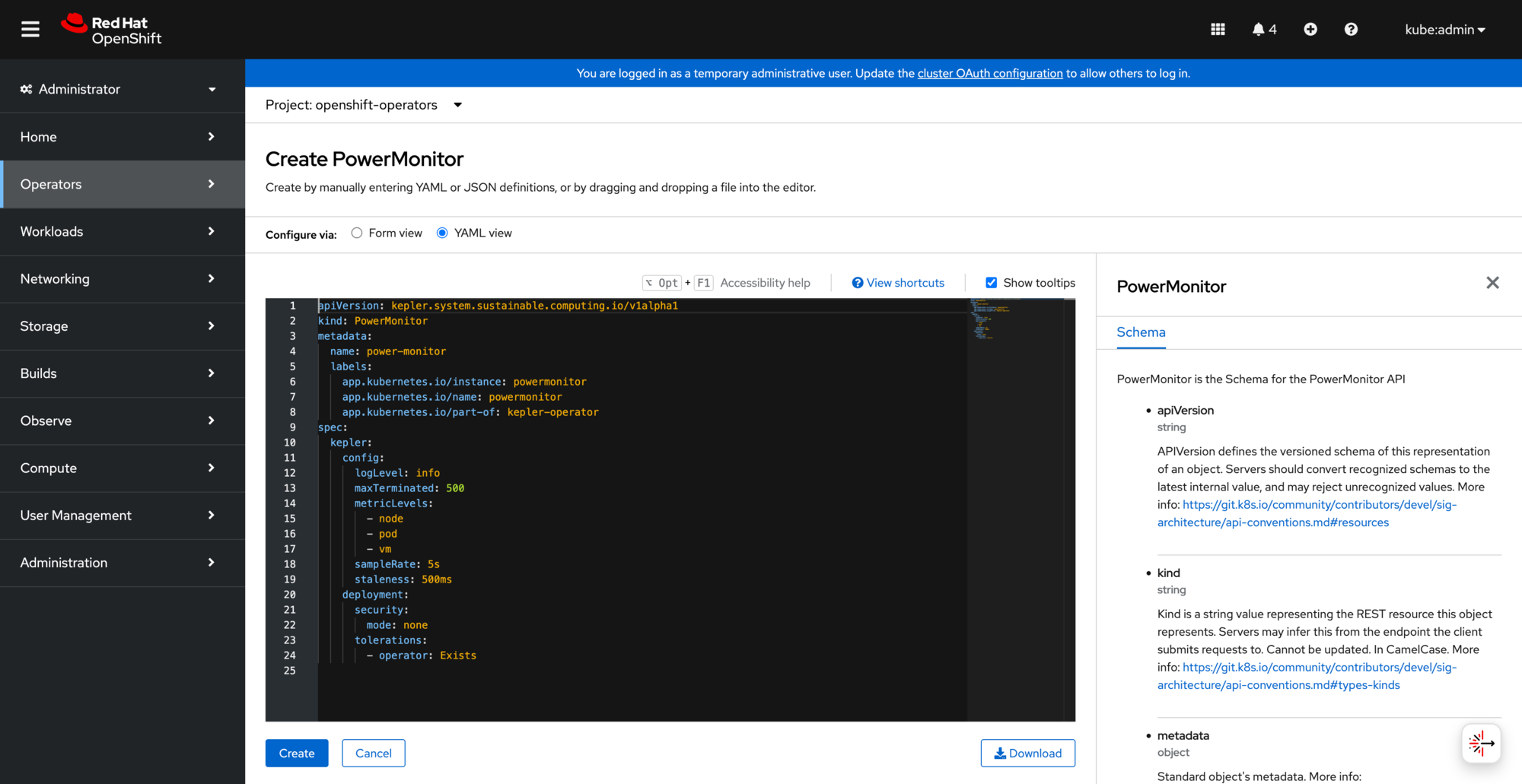 Create PowerMonitor YAML